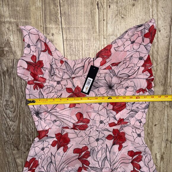 Donna Karan New York Dress 12 NWT $350 Sleeveless Pink Floral Lined Midi - Picture 8 of 8